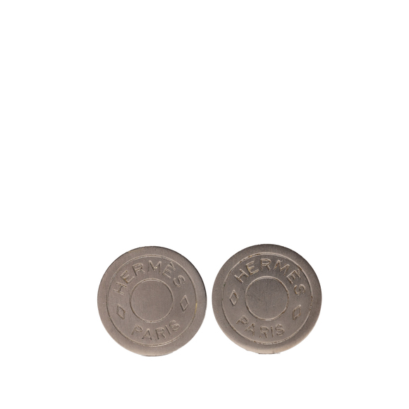 Pre-Loved Hermes Palladium Plated Clou De Selle Clip On Earrings